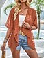 preiswerte Damen Einfache Oberteile-Damen Hemd Bluse Einfach Lässig Kurzarm V Ausschnitt Normale Oberteile Täglich Ausgehen Asymmetrischer Saum Schwarz Weiß Braun Sommer