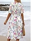 economico Abito Floreale-Per donna Abito Midi Abito Estivo Abito Pieghettato Vacanza Casual Spiaggia Quotidiano Ferie Vestibilità regolare Floreale Grafico Manica Corta Girocollo Bianco Rosso Blu Verde Estate