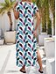 abordables Vestidos florales-Mujer Vestido maxi Vestido de verano Vestido de una línea Vacaciones Casual Diario Ajuste regular Floral Graphic Manga Corta Escote en Pico Azul Piscina Morado Verde Trébol Verano