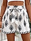 billiga Grafiska shorts-Dam Shorts Beach Shorts Säckiga Shorts Mode Boho Kort Medium Midja Mönster Elastisk midja Andningsfunktion Bekväm Gata Dagliga kläder Utekväll Vit Blå Sommar Normal