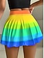Damska krótka spódnica culotty modna casual mini wysoki stan spódnice z graficznymi gradientami mikro-elastyczne codzienne biała niebieska tęczowa różowa czerwień letnia dzianina poliestrowa tanie Spódnice graficzne-Damska krótka spódnica culotty modna casual mini wysoki stan spódnice z graficznymi gradientami mikro-elastyczne codzienne biała niebieska tęczowa różowa czerwień letnia dzianina poliestrowa