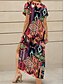 abordables Vestidos Boho-Mujer Vestido Midi Vestido de verano Vestido de una línea Vacaciones Casual Ajuste regular Graphic Geométrico Cosecha Manga Corta Escote en Pico Vino Morado Verde Trébol Verano Primavera Otoño