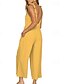 voordelige vakantie jumpsuit-Dames Normaal Jumpsuit Streetwear Effen Kleur Mouwloos V-hals Zak Werk Uitgaan Normale pasvorm Zwart Geel Leger Groen Zomer