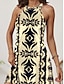 baratos Vestidos Boho-Mulheres Minivestido Vestido de verão Férias Casual Diário Normal Gráfico Geométrica Sem Manga Halter pescoço Rosa Azul Bege Verão