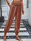 ieftine picior lat și talie înaltă-Pentru femei Jogger Pantaloni Vacanță Boho Lungime totală Talie medie Geometică Talie elastică Respirabil Comfortabil Micro-elastic Stradă Purtare Zilnică Ieșire Maro Închis Alb Rosu Verde Închis Vară