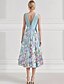 abordables Vestidos de cóctel-Vestidos de cóctel en línea floral vestido elegante boda formal largo hasta el tobillo sin mangas cuello en V satén con bordado bolsillo