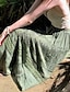 cheap Graphic Skirts-Women&#039;s Skirt Bohemia Boho Midi Mid Rise Skirts Floral Print Micro-elastic Street Going out Green Summer Polyester