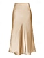 billige Ensfarvede nederdele-Dame Skjørte Mode Maxi Alm. taljede Nederdele Vanlig Spaltede spidser Mikroelastisk Ferierejse Afslappet / Hverdag Vin Flåde Sort Champagne Sommer Polyester