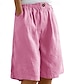 abordables Pantalones cortos bermudas-Mujer Pantalón corto pantalones Casual Longitud de la rodilla Cintura Media Plano Bolsillo Cintura elástica Confortable Al Aire Libre Ropa Cotidiana Noche Azul pavo real Albaricoque Marrón Claro