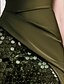 billiga Kjolklänningar för kväll-A-Linje Kvällsklänning Elegant Klänning Formell Golvlängd Ärmlös Rund Hals Ficka Italien Satin med Glitter Rynkad