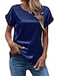 billige Plain tee-Dame T-shirt Vanlig Mode Basale Moderne Kortærmet Rund hals Almindelige toppe Daglig Sort Hvid Lysegrøn Lyserød Vin Sommer