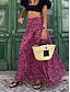 preiswerte Grafische Röcke-Damenrock Maxirock A-Linie Swing Bohemia Legere Maxirocken Hochtaillierte Blumen Taschenmuster Mikro-elastisch Straße Alltag Rosa Fuchsia Sommer Polyester Baumwollmischung