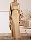voordelige Avondjurken-Zeemeermin  Trompet Avondjurk Elegante Jurk Formele Avond Feest Vloerlengte Mouwloos Crew Hals Stretch Crêpe Met Ruffles
