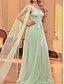 abordables Robes de demoiselle d&#039;honneur-Robes de mariage vertes A-Line avec appliques en dentelle à une épaule sans manches longueur de sol en chiffon robes de mariée avec détails froncés