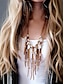 billiga Kvinnors halsband-silverbohemiskt lagerhalsband med svarta och silverkedjor, cirkulära och geometriska hängen, perfekt för vardags- och kvällskläder, perfekt för sommar- och festivaltillbehör