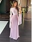 abordables BLEU-Robe de fête en A robe élégante formelle de mariage longueur au sol manches longues col ras du cou satin avec broderie