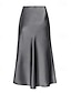 billige Ensfarvede nederdele-Dame Skjørte Mode Maxi Alm. taljede Nederdele Vanlig Spaltede spidser Mikroelastisk Ferierejse Afslappet / Hverdag Vin Flåde Sort Champagne Sommer Polyester