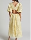 abordables Robes de cocktail-Robes A-Ligne Jaune Beurre Robe en Dentelle Brodée Mariage Invité de Mariage Longueur Maxi Manches Mi-Longues Col V Dentelle Sans Dos