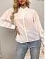abordables Hauts Unis pour Femmes-Femmes Chemise Couleur Unie Élégant Occasionnel manche longue Col de chemise Hauts Réguliers Quotidien Boutons Noir Blanche Jaune Rose Claire Été Printemps