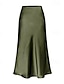 billige Ensfarvede nederdele-Dame Skjørte Mode Maxi Alm. taljede Nederdele Vanlig Spaltede spidser Mikroelastisk Ferierejse Afslappet / Hverdag Vin Flåde Sort Champagne Sommer Polyester