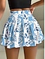 baratos Saias gráficas-Saia Curta Feminina culottes Slim Moda Casual Mini Saia de Cintura Alta Gráfica Floral Stretchy Diária Ametista Azul Verde Caqui Verão Malha Poliéster