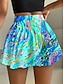 preiswerte Grafische Röcke-Damen Minirock Culottes Mode Lässig Mini Hohe Taille Röcke Grafisch Abstrakt Fließend Dehnbar Täglich Pink Blau Orange Grün Sommer Strick-Polyester