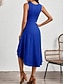 cheap Plain Dress-Women's Midi Dress A Line Dress Solid Color Bodycon Dress Work Dresses Semi Formal Office Slim Graphic Sleeveless Crew Neck Black Pink Red Blue Summer