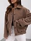 preiswerte Freizeitjacken-Damen Mantel Blazer Warm Bequem Knöpfe Elegant Mode Outdoor Einfach Ausgehen Alltagstauglich Wochenende Einreihig Regulär Revers Normale Passform Langarm Oberbekleidung Schwarz Aprikose Kaffee