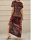 economico Abiti Boho-Per donna Abito Midi Vestito Estivo Abito a trapezio Abito Estivo Vacanza Casual Vestibilità comoda Floreale Grafico Astratto Manica Corta Scollo a V Giallo Rosso Blu Viola Estate Primavera Autunno