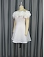 baratos Vestidos Brancos Curtos-Vestidos de Noiva A-Line Ombro Descoberto Sem Mangas Curto  Mini Vestidos de Noiva Satin com Cor Sólida