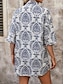 billige Kvinders korte sæt-Kvinders 2 Delt Elegante Mode Streetwear Shorts Sæt Halv Ærme V Udsnit Blomsterprint Udendørs Arbejde Casual Sort Kongeblå Blå Sommer Regular Fit