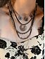 billiga Kvinnors halsband-silverbohemiskt lagerhalsband med svarta och silverkedjor, cirkulära och geometriska hängen, perfekt för vardags- och kvällskläder, perfekt för sommar- och festivaltillbehör