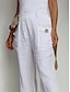 baratos Calça de linho de algodão simples-Calças Largo Femininas de Linho e Algodão em Cores Sólidas Chinos Calças Baggy Básicas Casuais Comprimento Total Cintura Alta Pockets Cintura Elástica Conforto Ao Ar Livre Micro-elástico Férias Rua