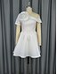 abordables Petites Robes Blanches-Robes de mariée ligne A une épaule manches courtes courte  mini robes de mariée en satin avec couleur unie