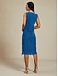 preiswerte Kleidersets-Damen Kleid-Set Spitzenkleid Casual kleid Chiffon-Kleid Elegant Brautkleider schlicht Glatt Spitze Midikleid Langarm V Ausschnitt Ausgehen Wein Blau Herbst Winter Regular Fit