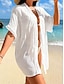 abordables Robes de plage-Maillots de bain pour femmes robe de couverture maillot de bain découpé vacances plage vêtements couleur unie à col en V manches courtes maillots de bain