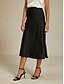 preiswerte Chiffon -Röcke-Damen Rock Elegant Mode Geschäftlich Midi Mittlere Hüfthöhe Röcke Einfach Arbeitskleidung Hochzeitsgast Schwarz Sommer Satin
