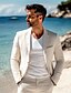 preiswerte Leinenblazer-Herren Leinenblazer Sport Jacke Notch-Kragen Mode Lässig Einfarbig Blazer Salbei Hell Gray Beige Standard Passform Einreihig Ein-Knopf