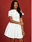 abordables Petites Robes Blanches-Robes de mariée ligne A une épaule manches courtes courte  mini robes de mariée en satin avec couleur unie
