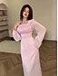preiswerte Cocktailkleider-A-Linie Quinceanera Kleider Elegantes Kleid Formelle Hochzeit Bodenlang Lange Ärmel Quadrat-Ausschnitt Satin mit Raffung