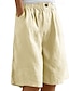 abordables Pantalones cortos bermudas-Mujer Pantalón corto pantalones Casual Longitud de la rodilla Cintura Media Plano Bolsillo Cintura elástica Confortable Al Aire Libre Ropa Cotidiana Noche Azul pavo real Albaricoque Marrón Claro
