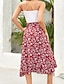 cheap Graphic Skirts-Women&#039;s Skirt Casual Maxi Mid Rise Skirts Floral Print Micro-elastic Street Casual Daily Navy Red Beige Summer Polyester