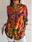economico Top Boho da Donna-Per donna Camicia Floreale Bohemien Hawaiano Manica Lunga Colletto a Camicia Top Regolari Quotidiano Ferie Tasca Bottoni Stampato Bianco Giallo Rosa Blu marino Blu Estate