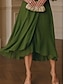 preiswerte Einfaches Kleid-Damen Langes Kleid Maxikleid Weißes Kleid Freizeitkleid Wickelkleid Elegant Modern Reifen Büro Täglich Date Normale Passform Einfach Dreiviertelarm V Ausschnitt Grün Sommer