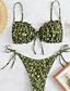 abordables Ensemble de bikinis-Femmes Maillots de Bain Bikini 2 pièces Maillot de bain Dos nu Tropical Tenues de plage Léopard Col en U Sans manches Maillots de bain