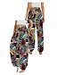 abordables Pantalon en coton et lin graphique-Femmes Pantalon inspiré du lin Jambe large Pantalons Style Ethnique Occasionnel Boho Longueur complète Taille haute Fleuri Feuille Tropical Avec Poches Taille Élastique Impression Respirabilité Doux