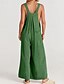 billige formelle jumpsuits-dame normal dungarees jumpsuit streetwear ensfarvet ærmeløs u-hals lomme gade daglig normal pasform sort gul lysegrøn sommer