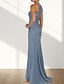 cheap Bridesmaid Dresses-Mermaid / Trumpet Bridesmaid Dress Crew Neck / Halter Neck Sleeveless Elegant Sweep / Brush Train Chiffon with Appliques