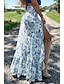 billiga Grafiska kjolar-Dam Kjol Böhmen Ledigt Boho Maxi Mellanhög midja Kjolar Blommig Mönster Kluvna toppar Microelastisk Gata Utekväll Beige Sommar Polyester