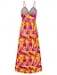 abordables Robes Floraux Imprimés-Femmes Robe Midi Robe d&#039;été Robe Nuisette Robe bohème Mode Moderne Quotidien Plage Week-end Coupe régulière Fleuri Sans manches Col en V Jaune clair Jaune Bleu Violet Été